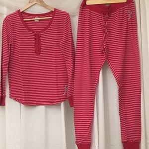 Disney Striped thermal tinker bell pjs size Large